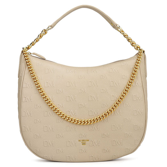 Medium Monogram Wax Leather Hobo - Dove