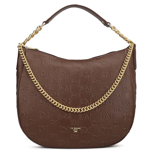 Medium Monogram Wax Leather Hobo - Espresso