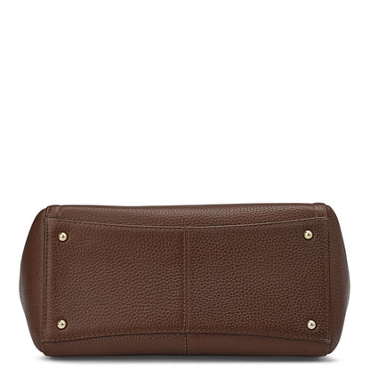 Medium Wax Leather Satchel - Espresso