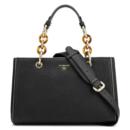 Small Franzy Leather Satchel - Black
