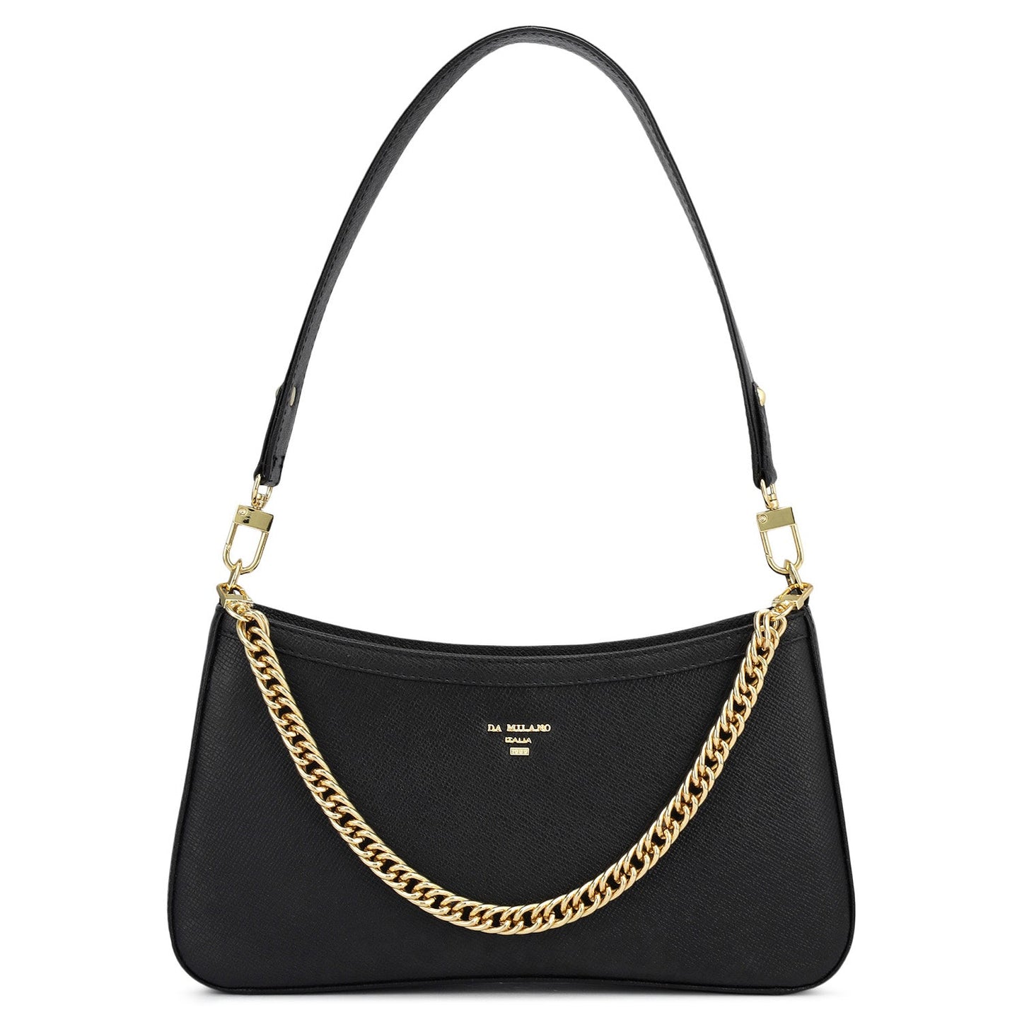 Small Franzy Leather Baguette - Black