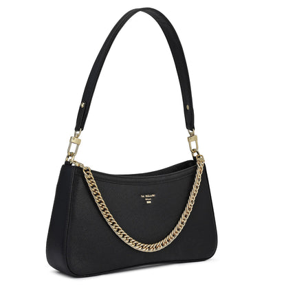 Small Franzy Leather Baguette - Black
