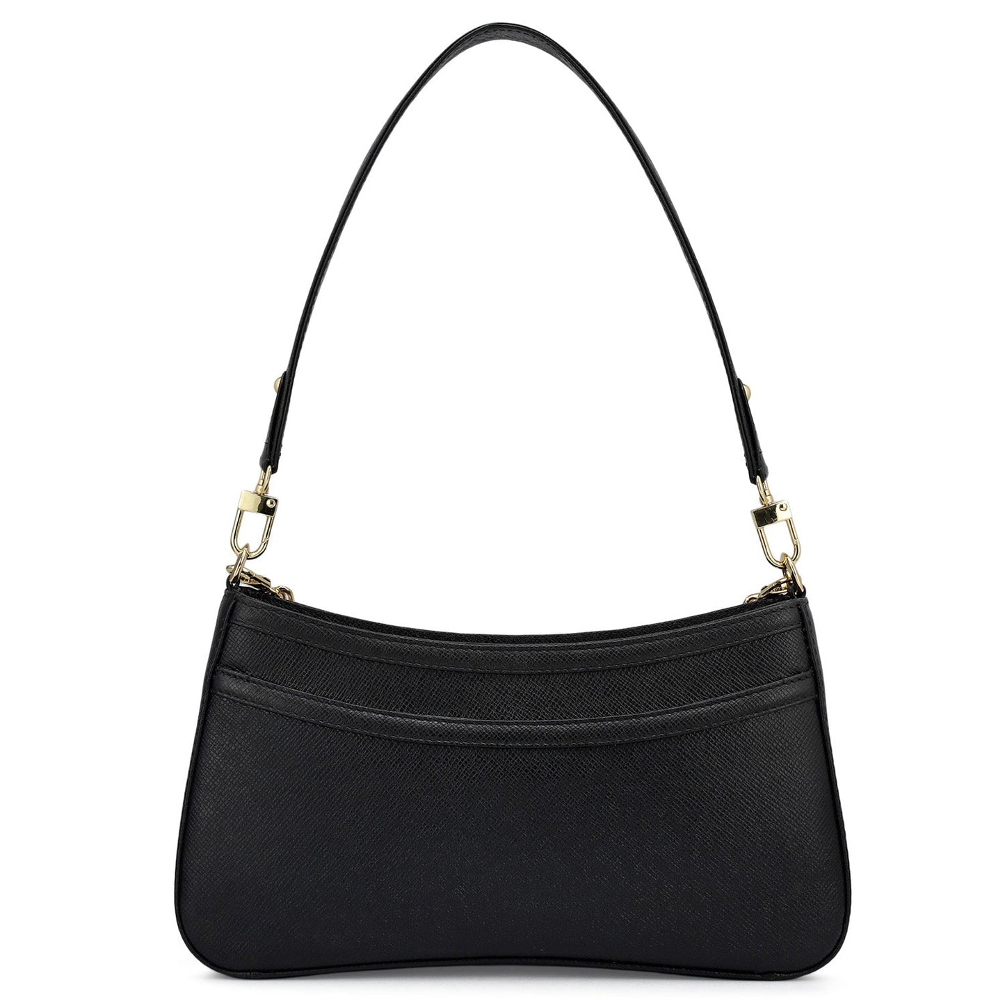 Small Franzy Leather Baguette - Black