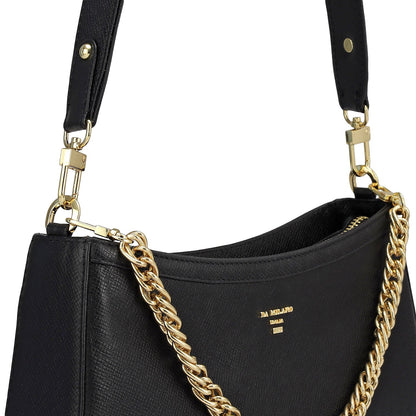 Small Franzy Leather Baguette - Black