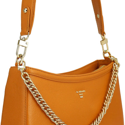 Small Franzy Leather Baguette - Flame