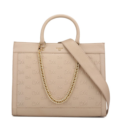 Large Monogram Wax Leather Book Tote - Dove