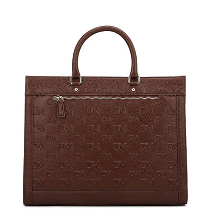 Large Monogram Wax Leather Book Tote - Espresso
