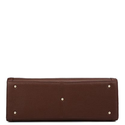 Large Monogram Wax Leather Book Tote - Espresso