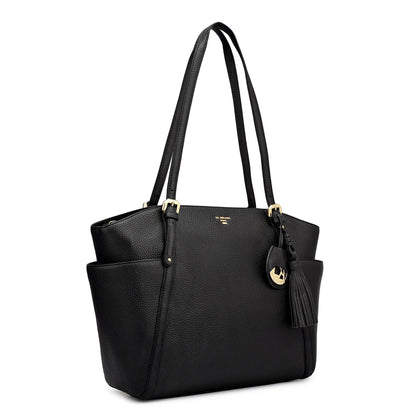 Medium Wax Leather Shoulder Bag - Black