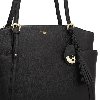 Medium Wax Leather Shoulder Bag - Black