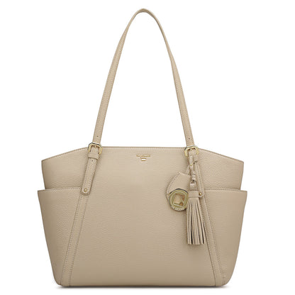 Medium Wax Leather Shoulder Bag - Dove