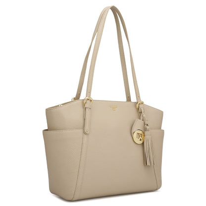 Medium Wax Leather Shoulder Bag - Dove