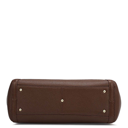 Medium Wax Leather Shoulder Bag - Espresso