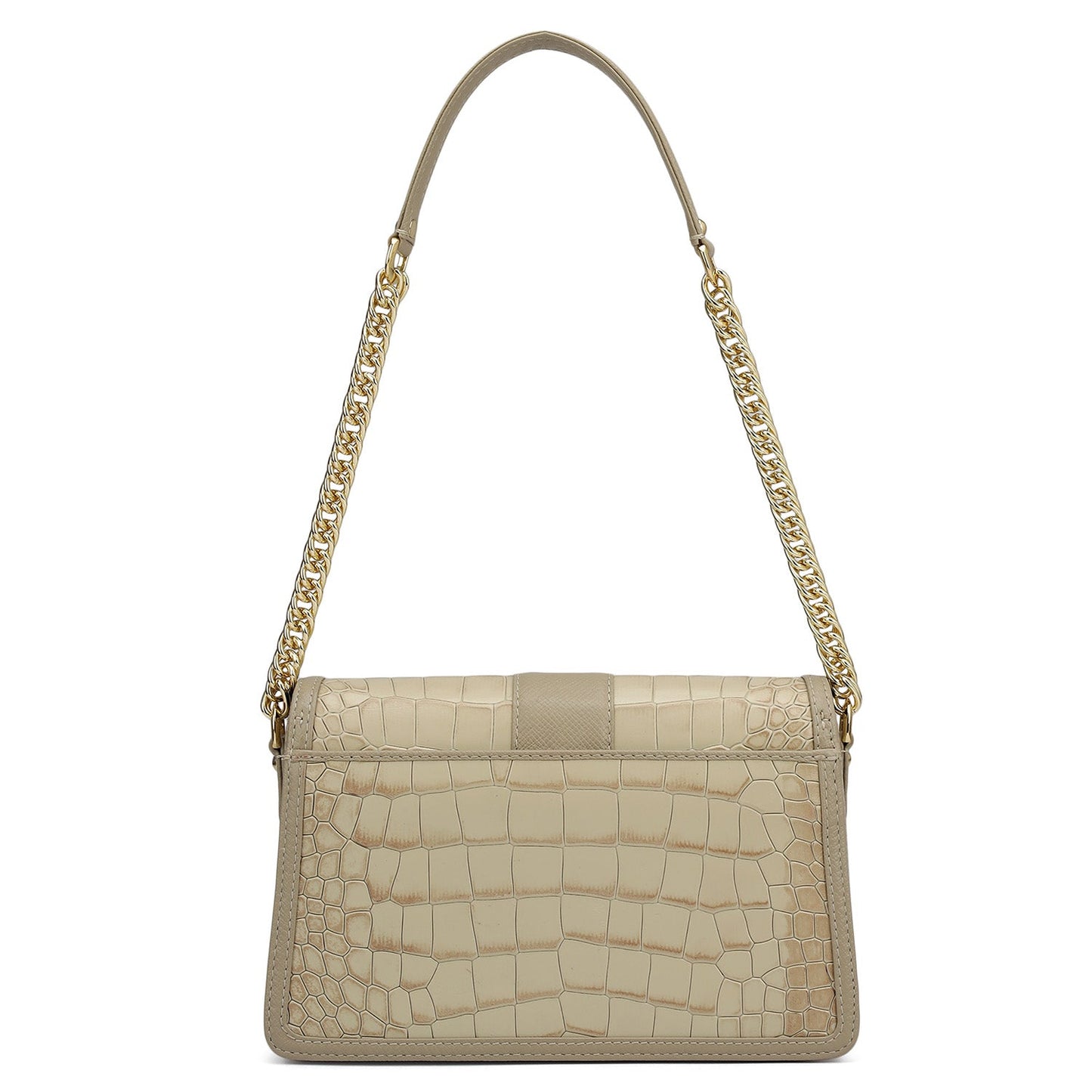 Small Croco Franzy Leather Shoulder Bag - Frost