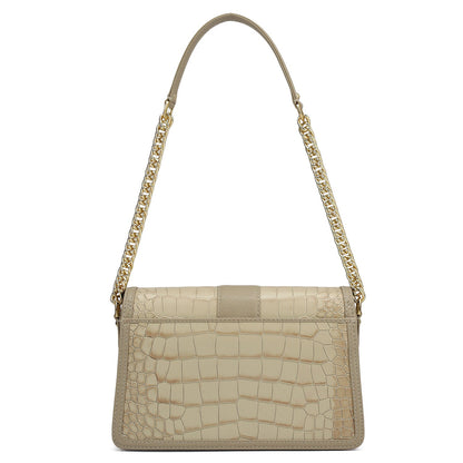 Small Croco Franzy Leather Shoulder Bag - Frost