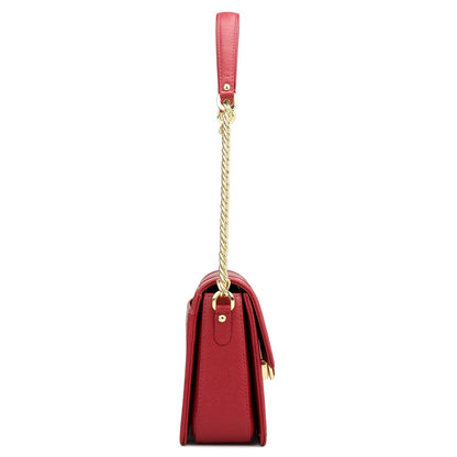 Small Croco Franzy Leather Shoulder Bag - Plumberry