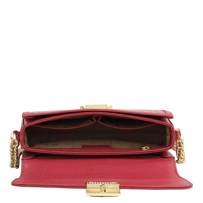 Small Croco Franzy Leather Shoulder Bag - Plumberry