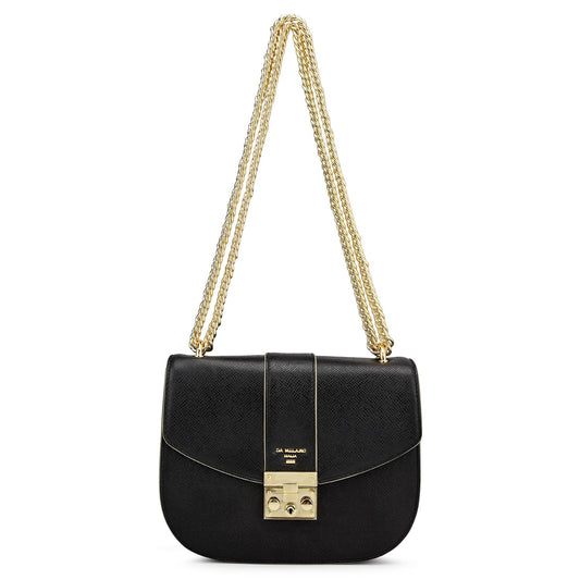 Small Franzy Leather Shoulder Bag - Black