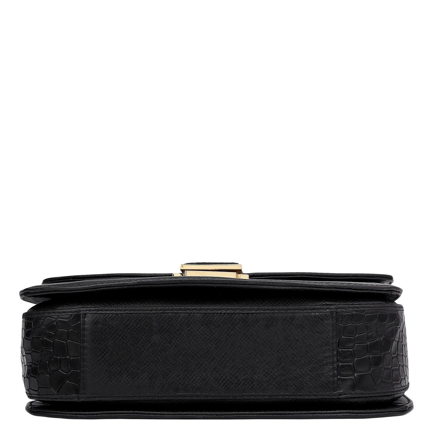 Small Croco Franzy Leather Satchel - Black