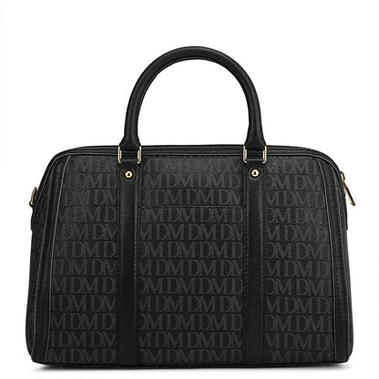 Medium Monogram Leather Satchel - Black