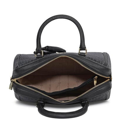 Medium Monogram Leather Satchel - Black