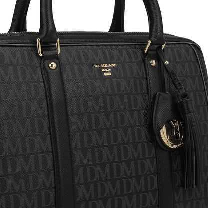 Medium Monogram Leather Satchel - Black