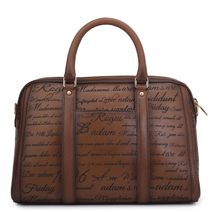 Medium Signato Leather Satchel - Cognac