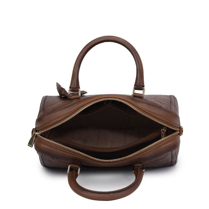 Medium Signato Leather Satchel - Cognac