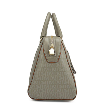 Medium Monogram Leather Satchel - Stone Grey