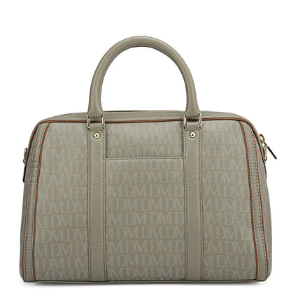 Medium Monogram Leather Satchel - Stone Grey