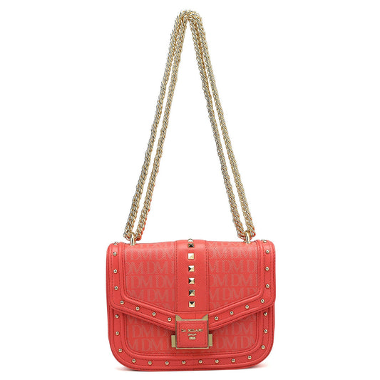 Small Monogram Leather Shoulder Bag - Corallo