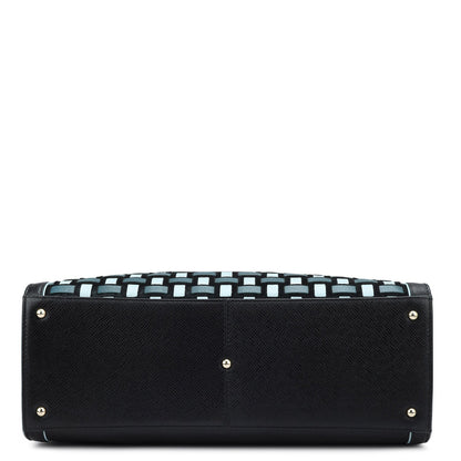 Medium Mat Franzy Leather Book Tote - Black