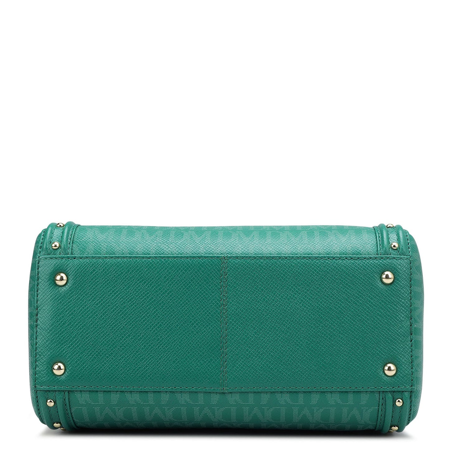 Small Monogram Leather Satchel - Emerald Green