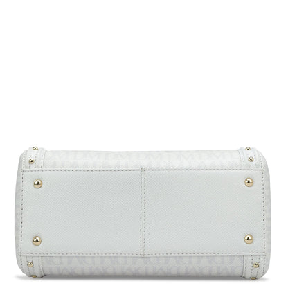 Small Monogram Leather Satchel - White