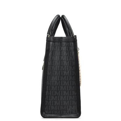 Large Monogram Leather Book Tote - Black