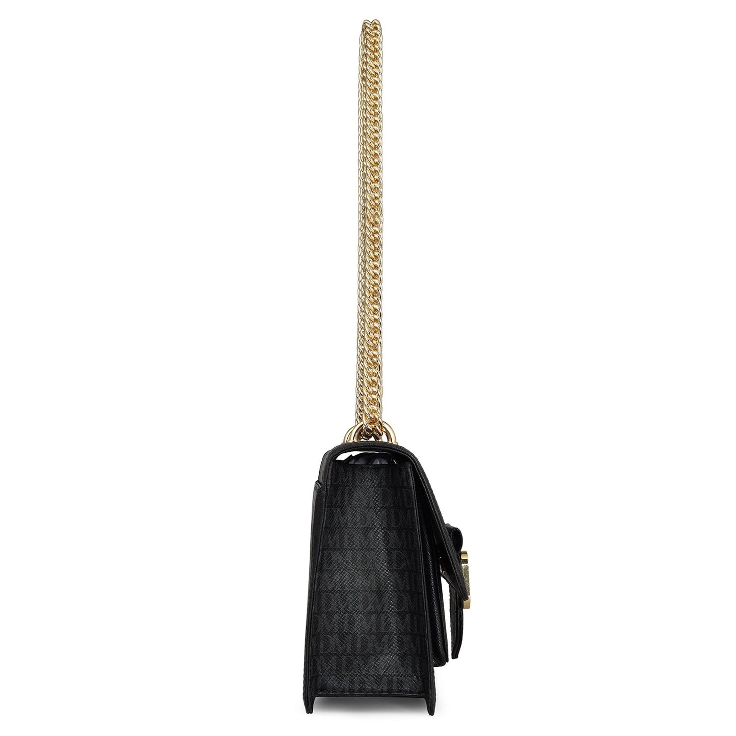 Small Monogram Leather Shoulder Bag - Black