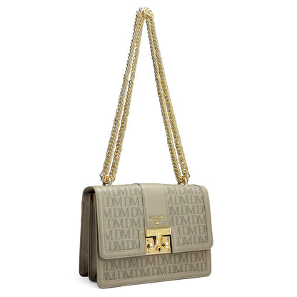 Small Monogram Franzy Leather Shoulder Bag - Chalk