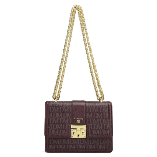 Small Monogram Franzy Leather Shoulder Bag - Wine