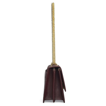Small Monogram Franzy Leather Shoulder Bag - Wine