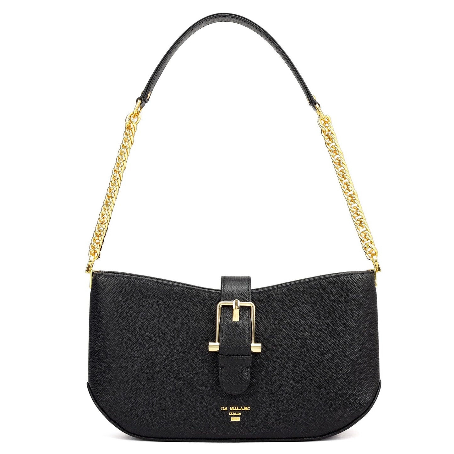 Small Franzy Leather Baguette - Black