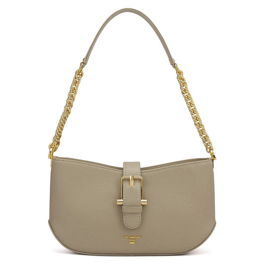 Small Franzy Leather Baguette - Chalk
