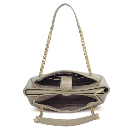 Small Croco Leather Shoulder Bag - Frost