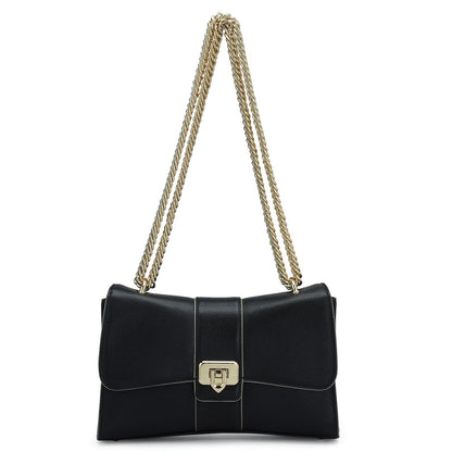 Small Franzy Leather Shoulder Bag - Black