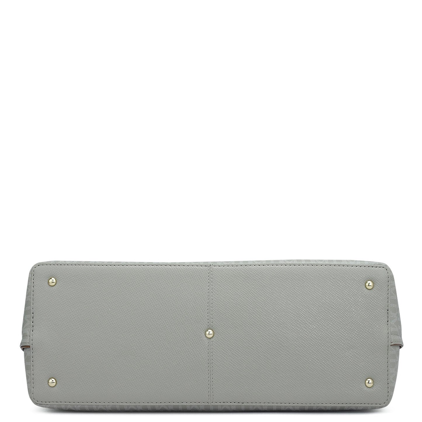 Large Monogram Leather Tote - Stone Grey