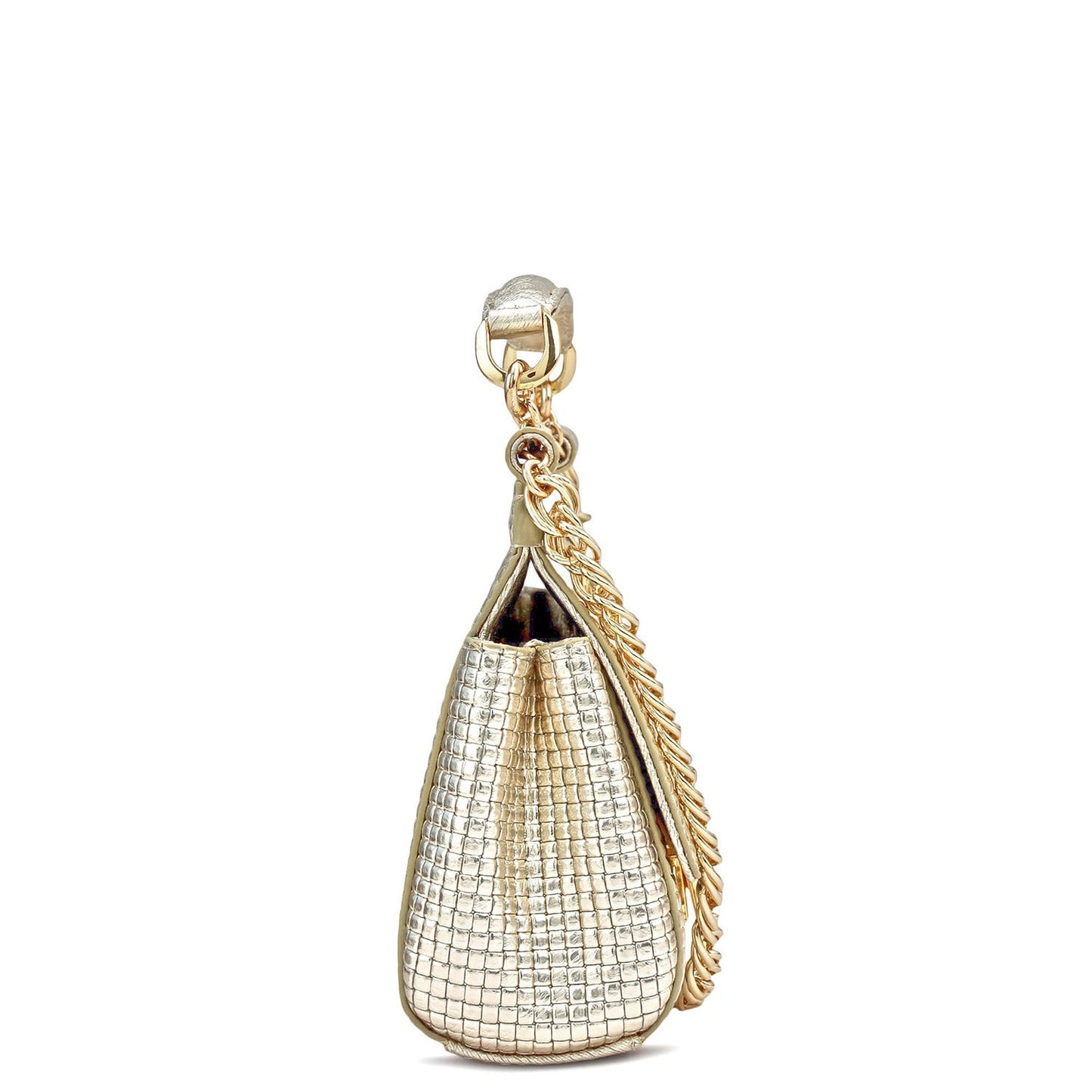 Small Metallic  Leather Satchel - Gold