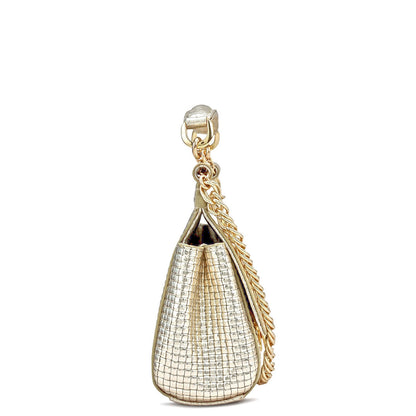Small Metallic  Leather Satchel - Gold