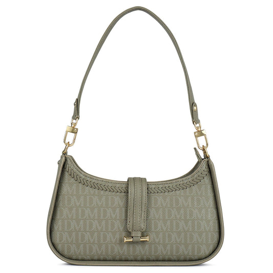 Monogram Franzy Leather Baguette - Stone Grey