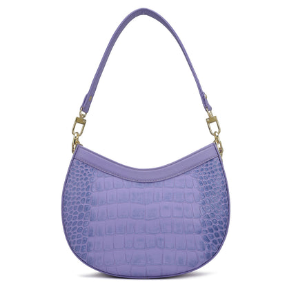 Small Croco Leather Baguette - Purple Haze