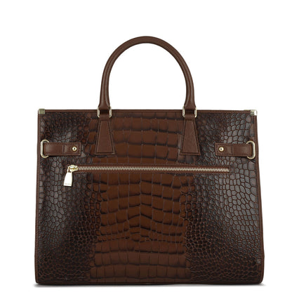 Large Croco Franzy Leather Satchel - Date
