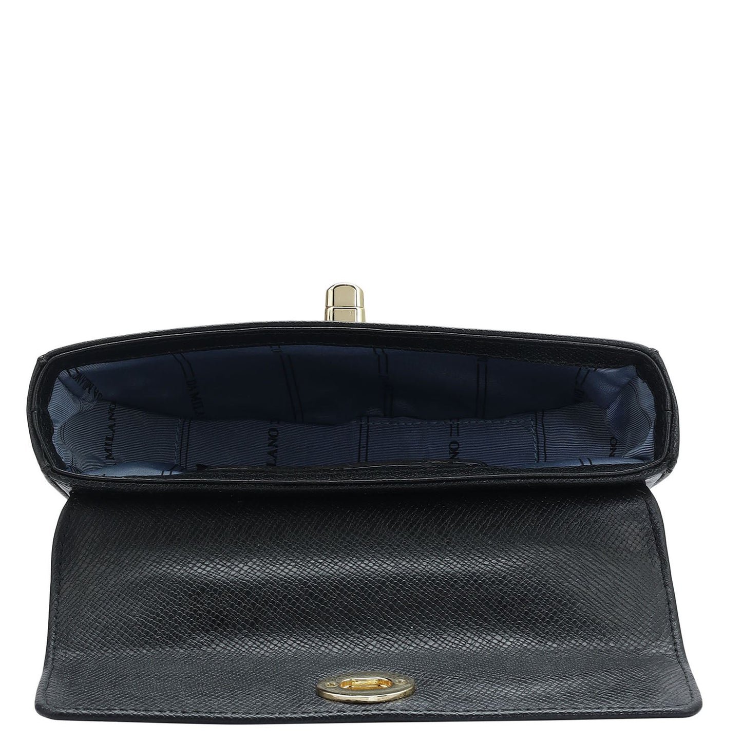 Small Croco Leather Satchel - Black